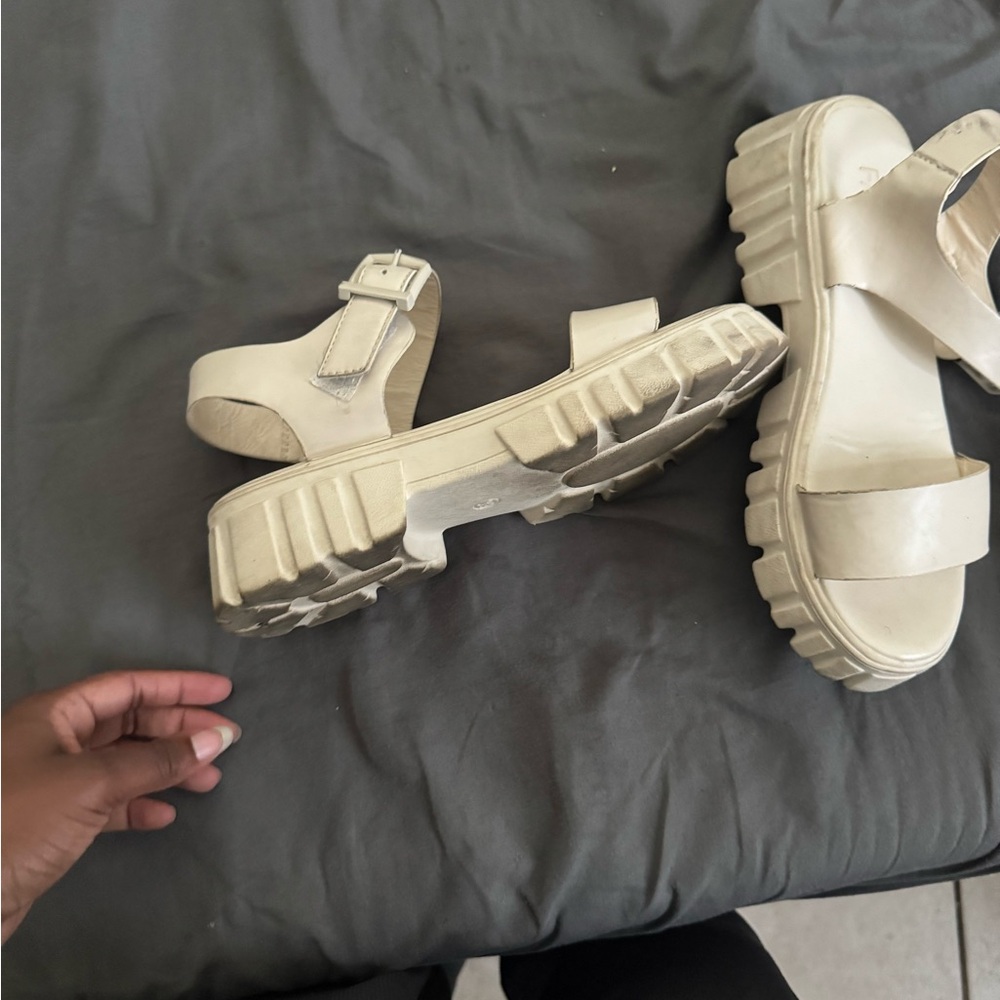 SHEIN Cream Chunky Sandals (Worn)